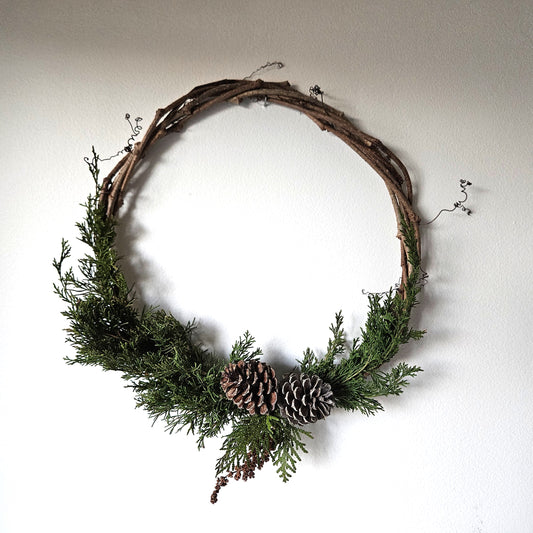 Juniper & pine cone wreath